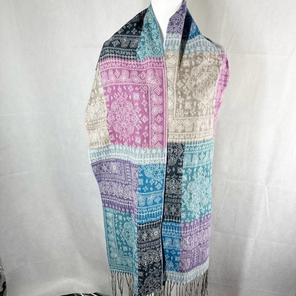 Cashmink Scarf FRAAS Floral Paisley Fringe Scarf 80 inches - Picture 4 of 7